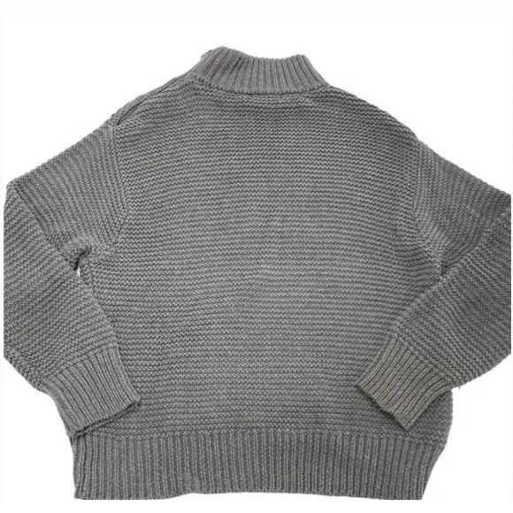Parker Sweater Womens Medium Gray Chunky Knit Mock Neck Ribbed - Picture 5 of 11